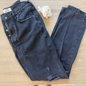 Free People Black Women’s High-Rise Distressed Jeans